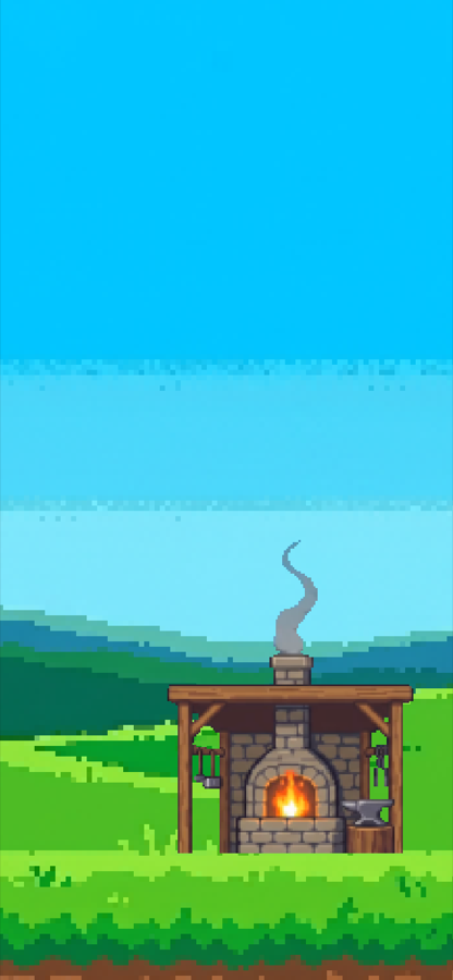 Pantalla de Forja con la herrería en pixel art